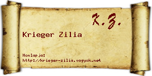 Krieger Zilia névjegykártya